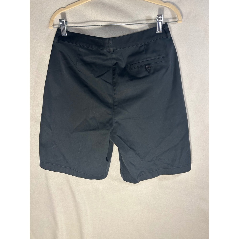 LL Bean Womens Chino Shorts Black Pleated Front Cotton Blend Size 8 Reg‎ 0DVK5